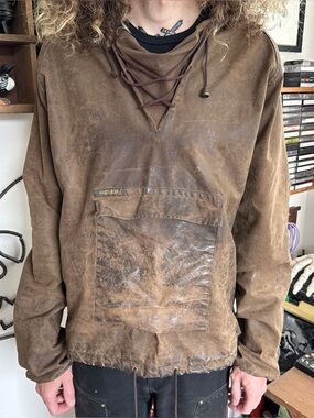 Vintage 80s 90s Driza-Bone Oilskin Hooded Parka ~ Size Large